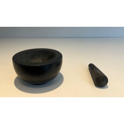 Black Marble Mortar with its Pestle, Bowl Form, Antique Wo | Modern Eye Gallery