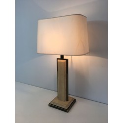 Travertine and Gilt Metal Table Lamp, French Work, circa 1970