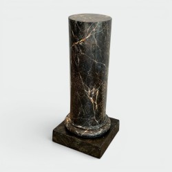 Display Column in Painted Wood Imitating Black Faux Marble | Modern Eye Gallery