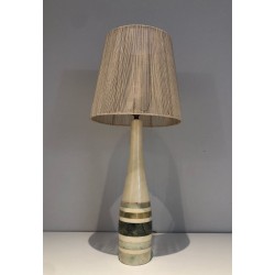 Marble Table Lamp with Coloured Marble Incrustations, French Work, circa 1970