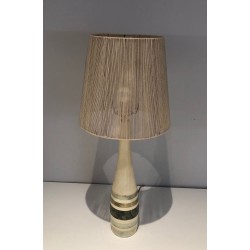 Marble Table Lamp with Coloured Marble Incrustations, French Work, circa 1970