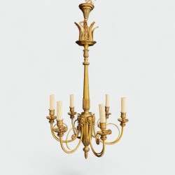 Gilt Bronze Chandelier with Female Mascarons and Six Light | Modern Eye Gallery