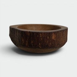 Turned Wood Bowl with Preserved Bark, Artisanal Work, 1960 | Modern Eye Gallery