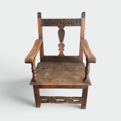Armchair in Carved Walnut with Floral Rail and Openwork Ba | Modern Eye Gallery