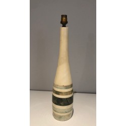 Marble Table Lamp with Coloured Marble Incrustations, French Work, circa 1970