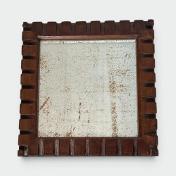 Square Mirror with Carved Wood Frame with a Dentil Frieze, | Modern Eye Gallery