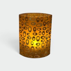 Cylindrical Ambient Lamp in Orange Resin Inlaid with Bambo | Modern Eye Gallery