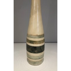 Marble Table Lamp with Coloured Marble Incrustations, French Work, circa 1970
