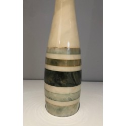 Marble Table Lamp with Coloured Marble Incrustations, French Work, circa 1970