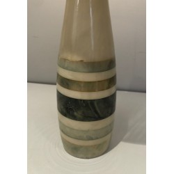 Marble Table Lamp with Coloured Marble Incrustations, French Work, circa 1970