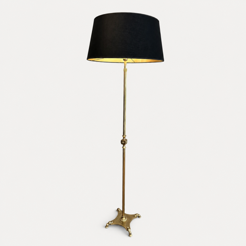Neoclassical Brass Floor Lamp with Claw Feet, by Maison Jansen, French Work, circa 1940