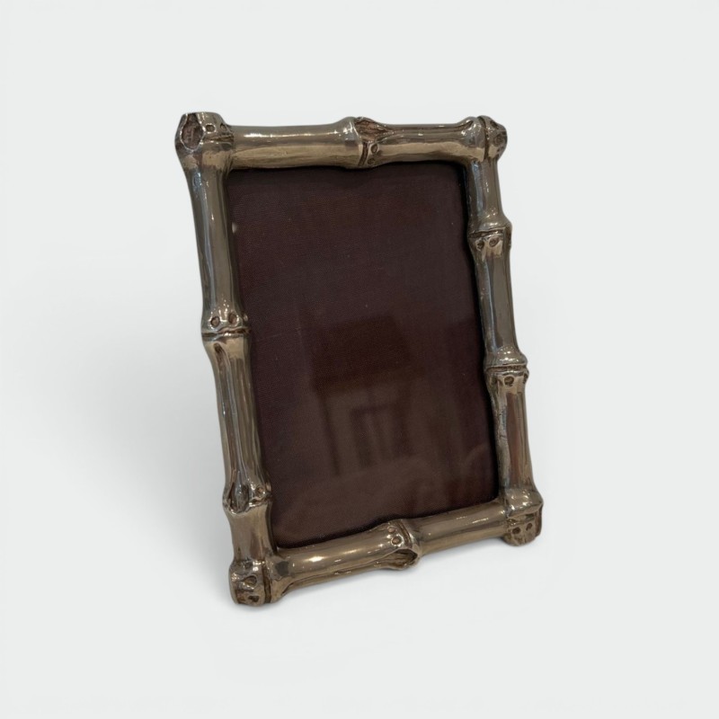 Small Silvered Bronze Bamboo Picture Frame by Maison Baguès — French Work, Circa 1940