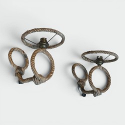 Pair of Rope Wall Sconces by Audoux & Minet, French Work, circa 1950
