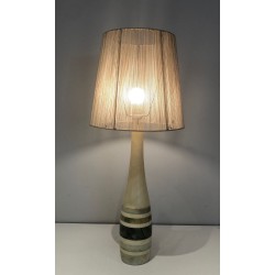 Marble Table Lamp with Coloured Marble Incrustations, French Work, circa 1970