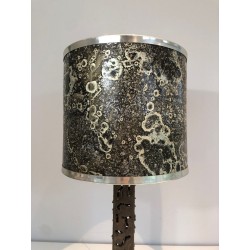 Worked Steel Modernist Table Lamp, French Work, circa 1970