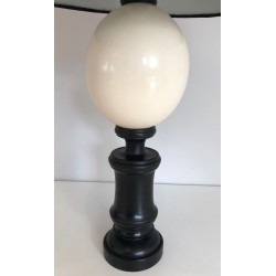 Blackened Wood and Ostrich Egg Table Lamp, French Work, circa 1970