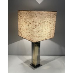 Chrome and Gilt Metal Table Lamp, French Work, circa 1970
