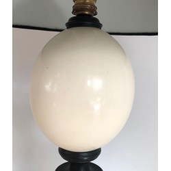 Blackened Wood and Ostrich Egg Table Lamp, French Work, circa 1970