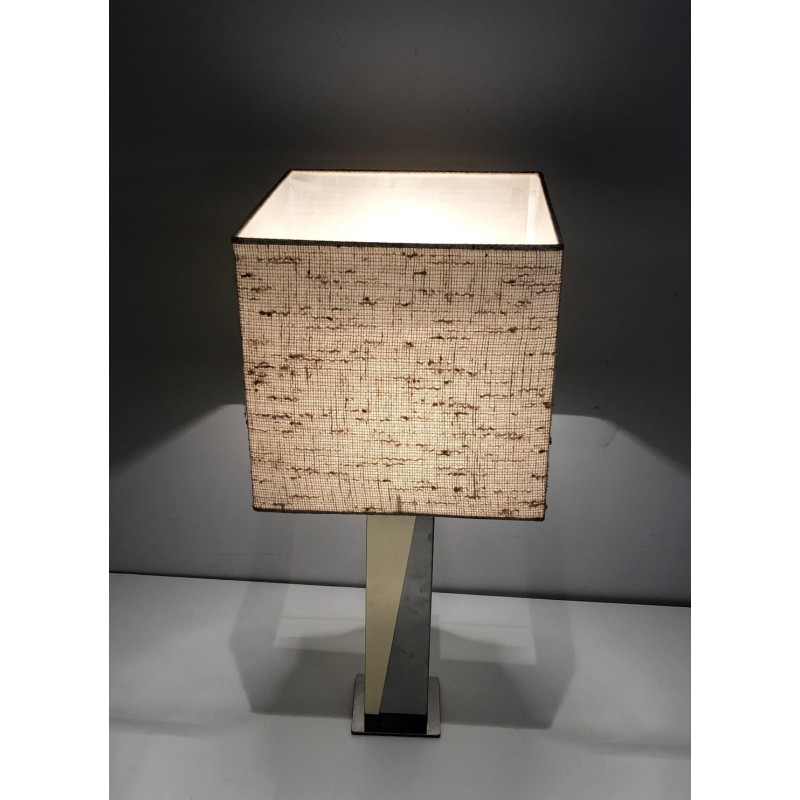 Chrome and Gilt Metal Table Lamp, French Work, circa 1970