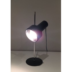 Adjustable Black Lacquered and Chrome Table Lamp, French Work, circa 1970