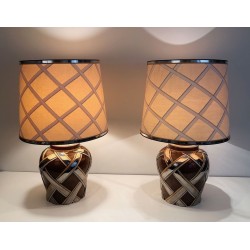 Important Pair of Ceramic Table Lamps, French Work, circa 1970