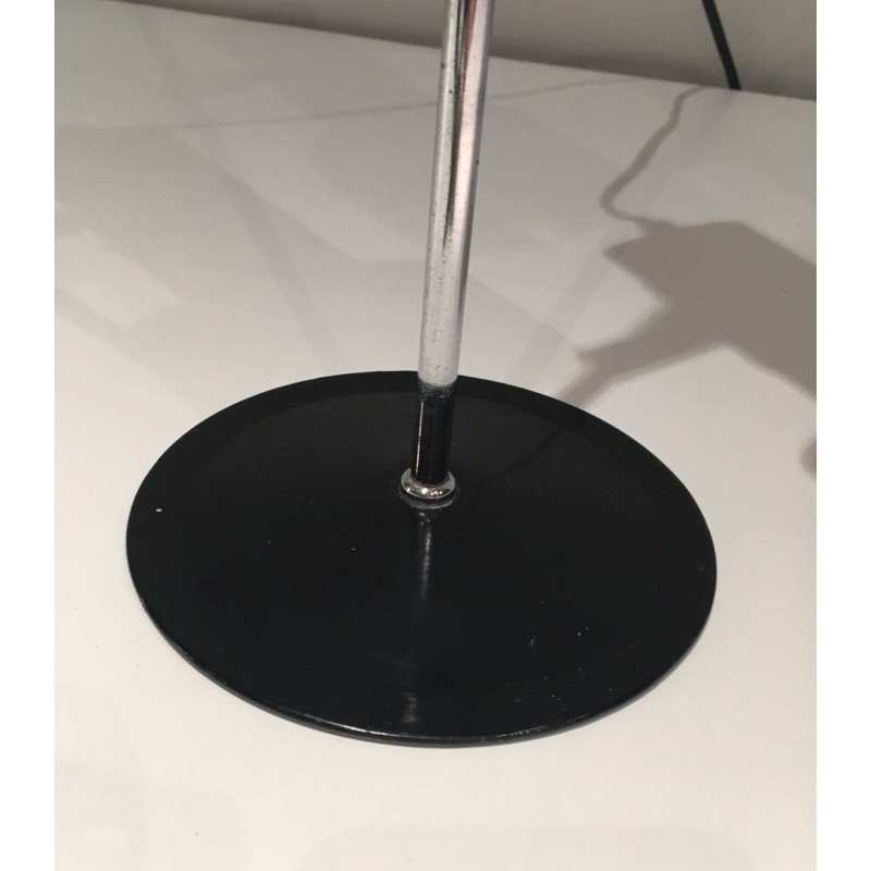 Adjustable Black Lacquered and Chrome Table Lamp, French Work, circa 1970