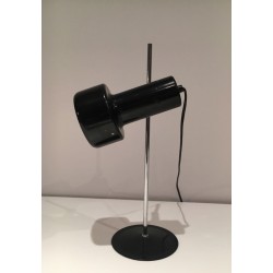 Adjustable Black Lacquered and Chrome Table Lamp, French Work, circa 1970