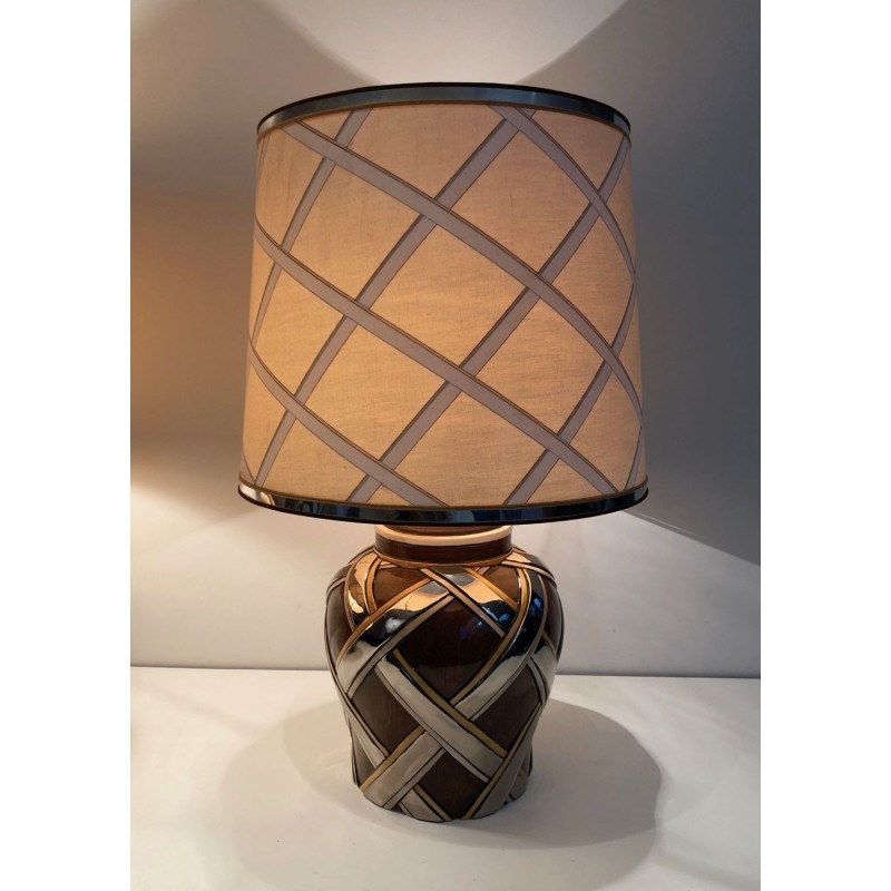 Important Pair of Ceramic Table Lamps, French Work, circa 1970