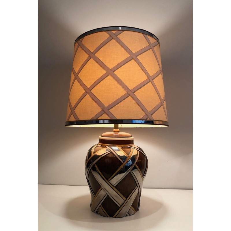 Important Pair of Ceramic Table Lamps, French Work, circa 1970