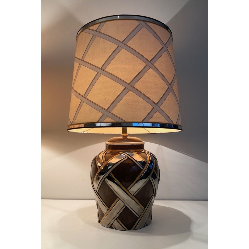 Important Pair of Ceramic Table Lamps, French Work, circa 1970