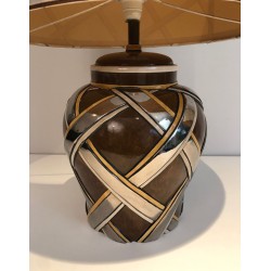 Important Pair of Ceramic Table Lamps, French Work, circa 1970