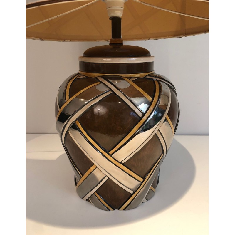Important Pair of Ceramic Table Lamps, French Work, circa 1970