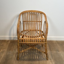 Pair of Rattan Armchairs with Wraparound Back, French Work | Maison Barrois