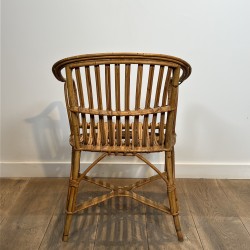 Pair of Rattan Armchairs with Wraparound Back, French Work | Maison Barrois