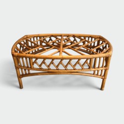 Rattan and Bamboo Coffee Table with Openwork Lattice Decor | Maison Barrois