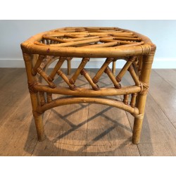 Rattan and Bamboo Coffee Table with Openwork Lattice Decor | Maison Barrois