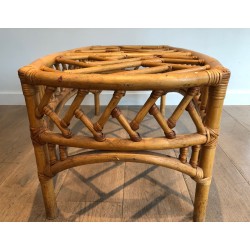 Rattan and Bamboo Coffee Table with Openwork Lattice Decor | Maison Barrois