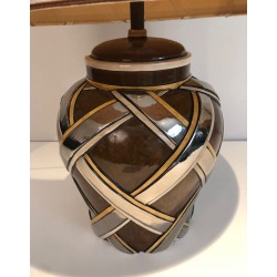 Important Pair of Ceramic Table Lamps, French Work, circa 1970