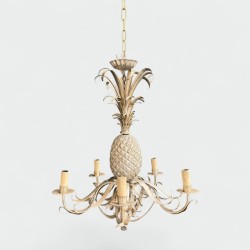 Pineapple Chandelier in Cream and Silvered Patinated Tole | Maison Barrois