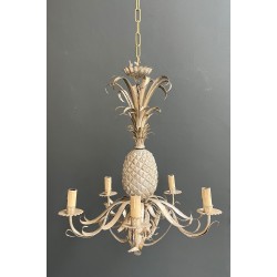 Pineapple Chandelier in Cream and Silvered Patinated Tole | Maison Barrois