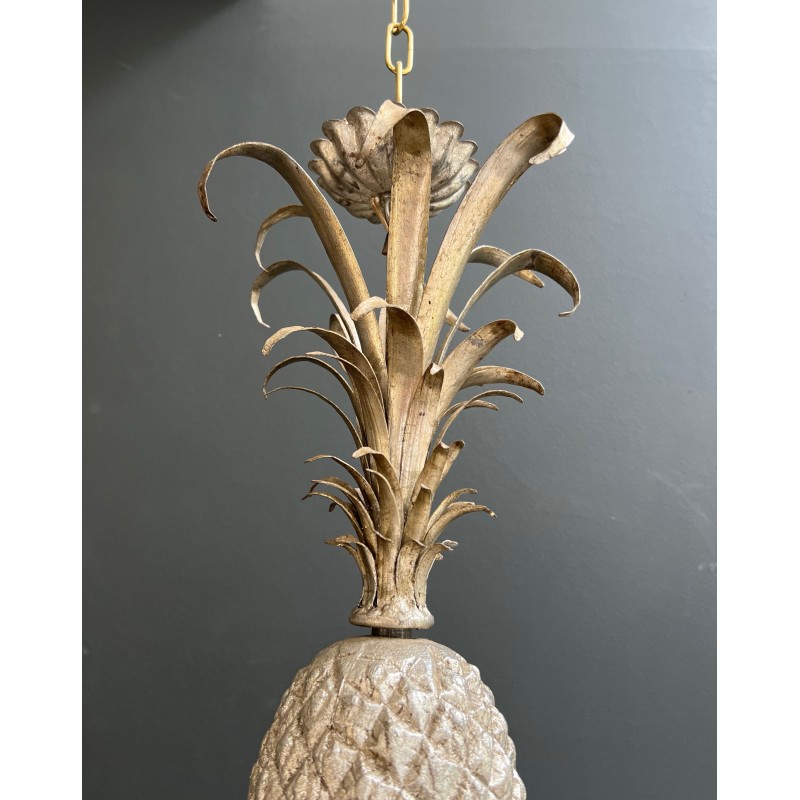 Pineapple Chandelier in Cream and Silvered Patinated Tole | Maison Barrois