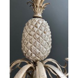 Pineapple Chandelier in Cream and Silvered Patinated Tole | Maison Barrois