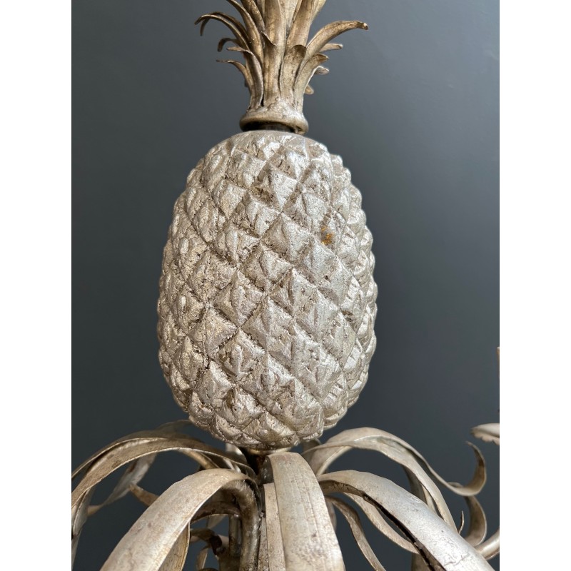 Pineapple Chandelier in Cream and Silvered Patinated Tole | Maison Barrois