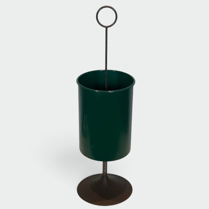 Green Lacquered Metal Umbrella Stand with Tulip Base and R | Maison Barrois