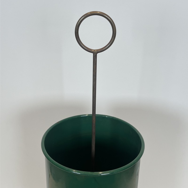 Green Lacquered Metal Umbrella Stand with Tulip Base and R | Maison Barrois
