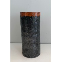 Cylindrical Brutalist Ceramic Vase, Textured Black Body an | Maison Barrois