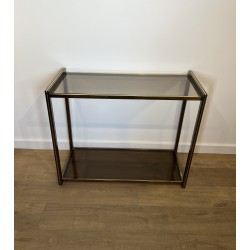 Console in Gunmetal Metal and Brass Fillets with Two Smoke | Maison Barrois