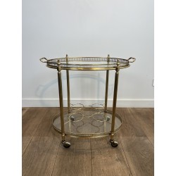 Oval Brass Bar Cart, Pinecone Finials, Bottle Holder and L | Maison Barrois