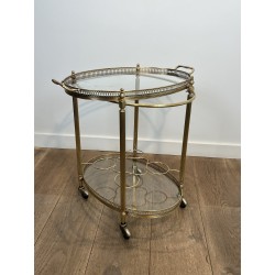 Oval Brass Bar Cart, Pinecone Finials, Bottle Holder and L | Maison Barrois