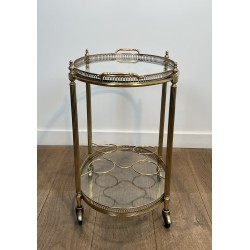 Oval Brass Bar Cart, Pinecone Finials, Bottle Holder and L | Maison Barrois